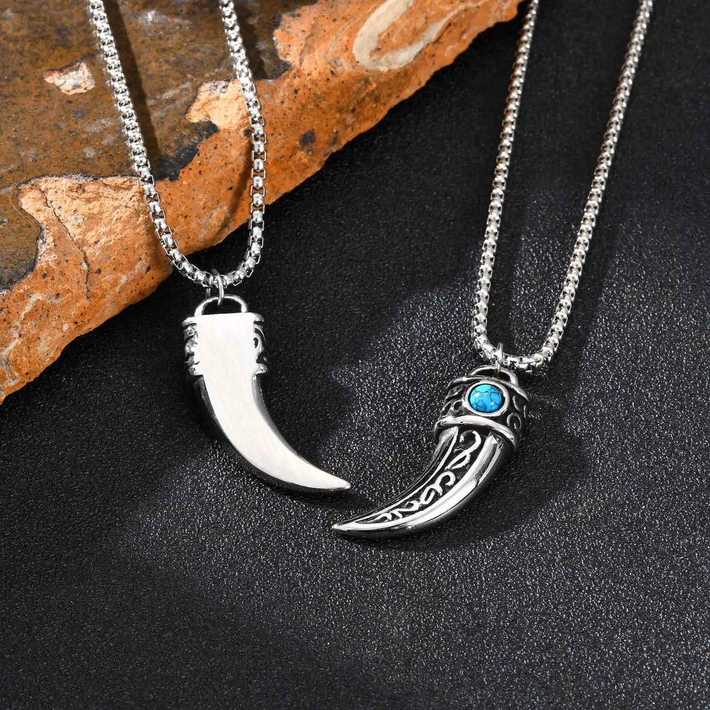 Vintage Horn Charms Necklace for Men