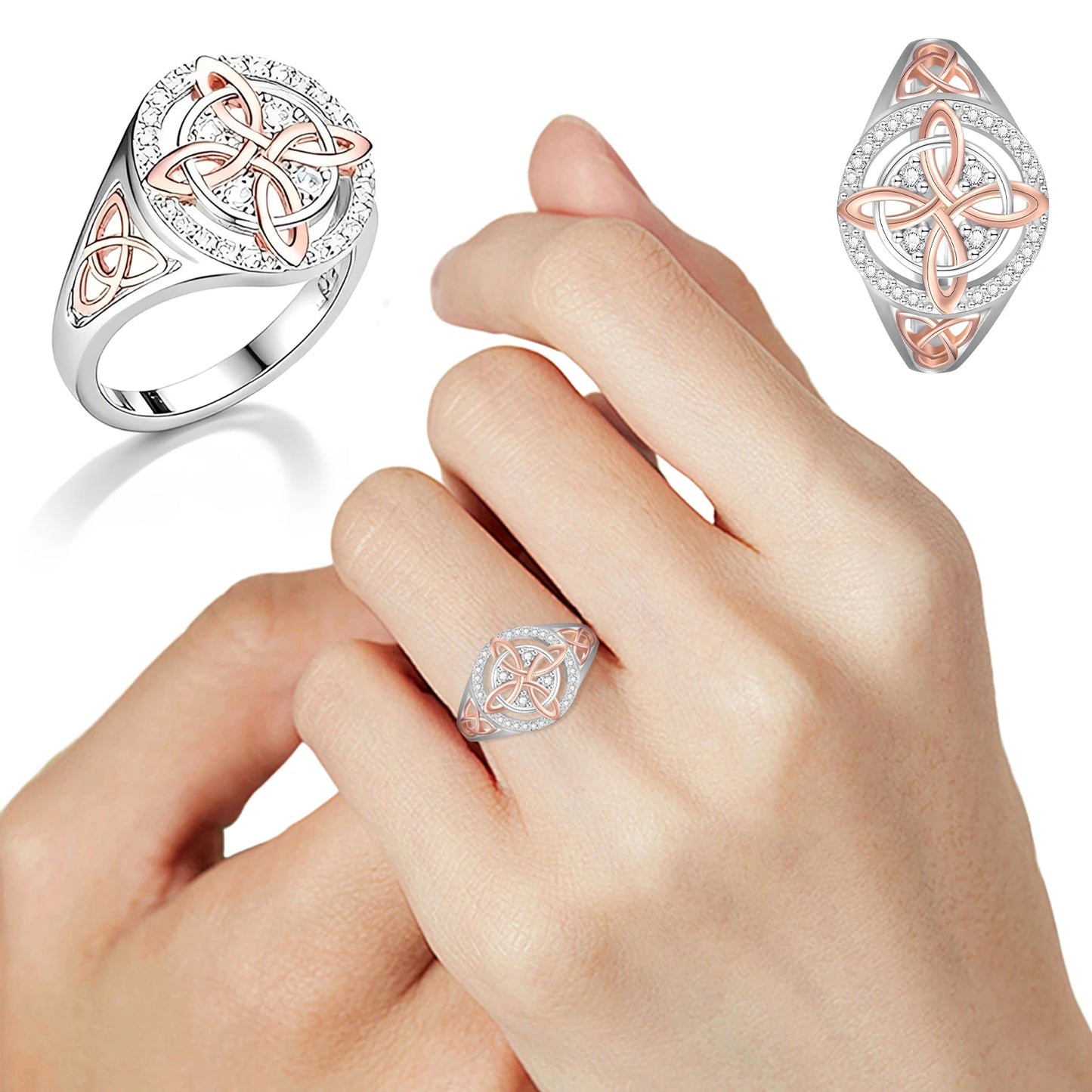 Bicolor Cubic Zirconia Ring Protect Your Loved Ones