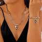Simple Baroque Irregular Gray Crystal Pendant Necklace For Women