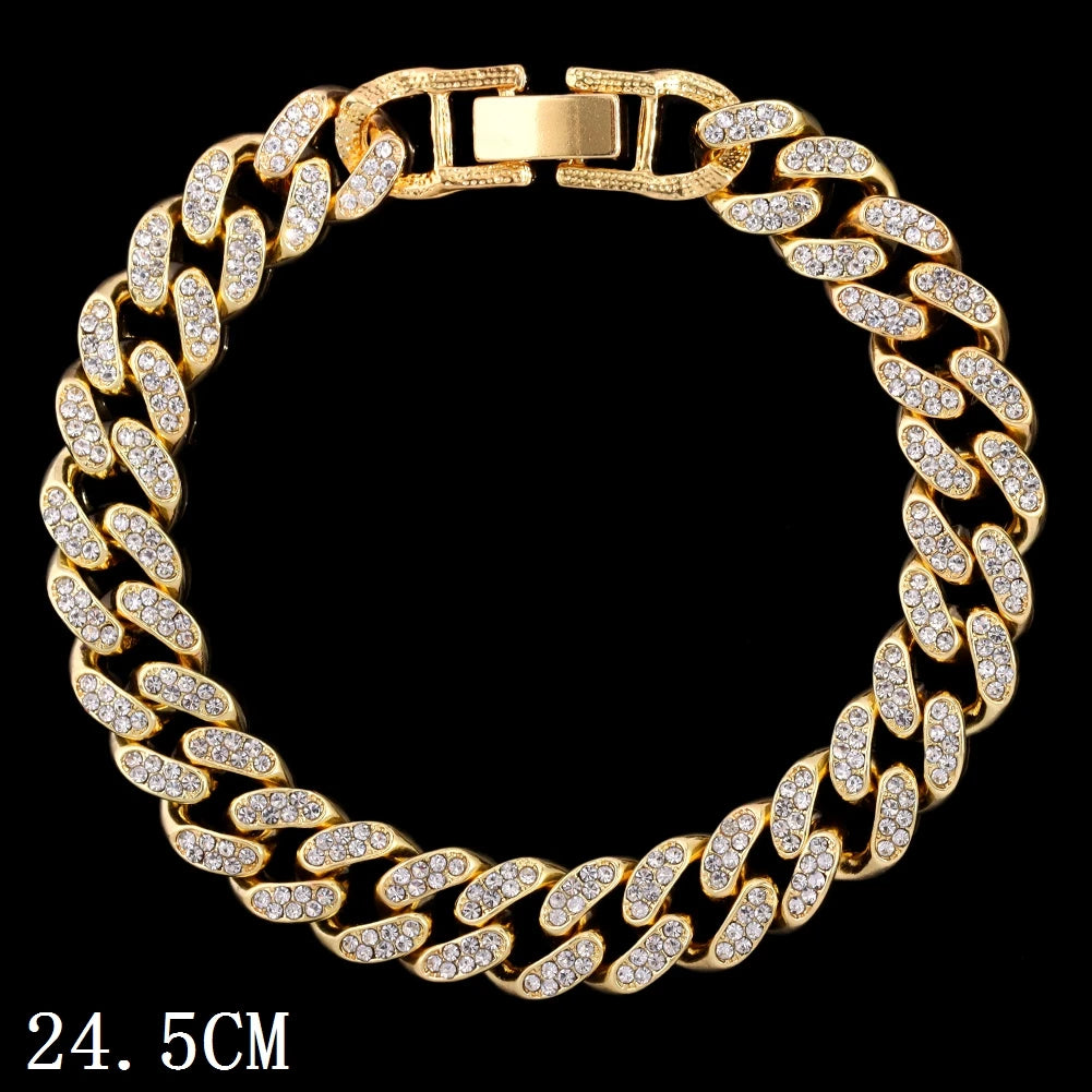 14 MM Iced Out Miami Cuban Link Chain Anklet For Women