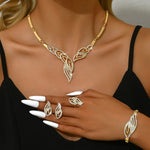 Gold Leaf Jewelry Set for Women