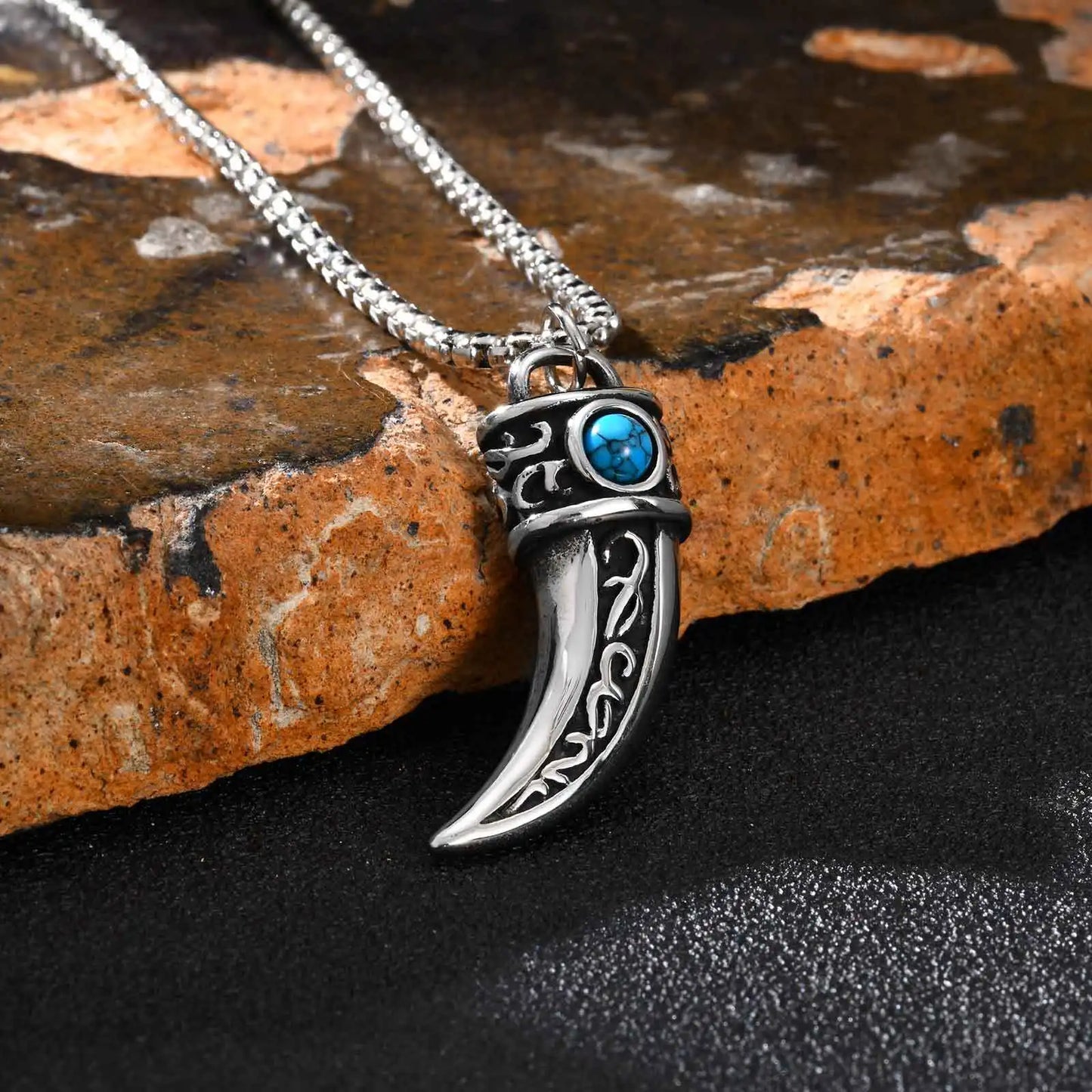 Vintage Horn Charms Necklace for Men