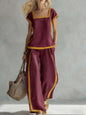 Fashion Square-neck Short-sleeved Wide-leg
