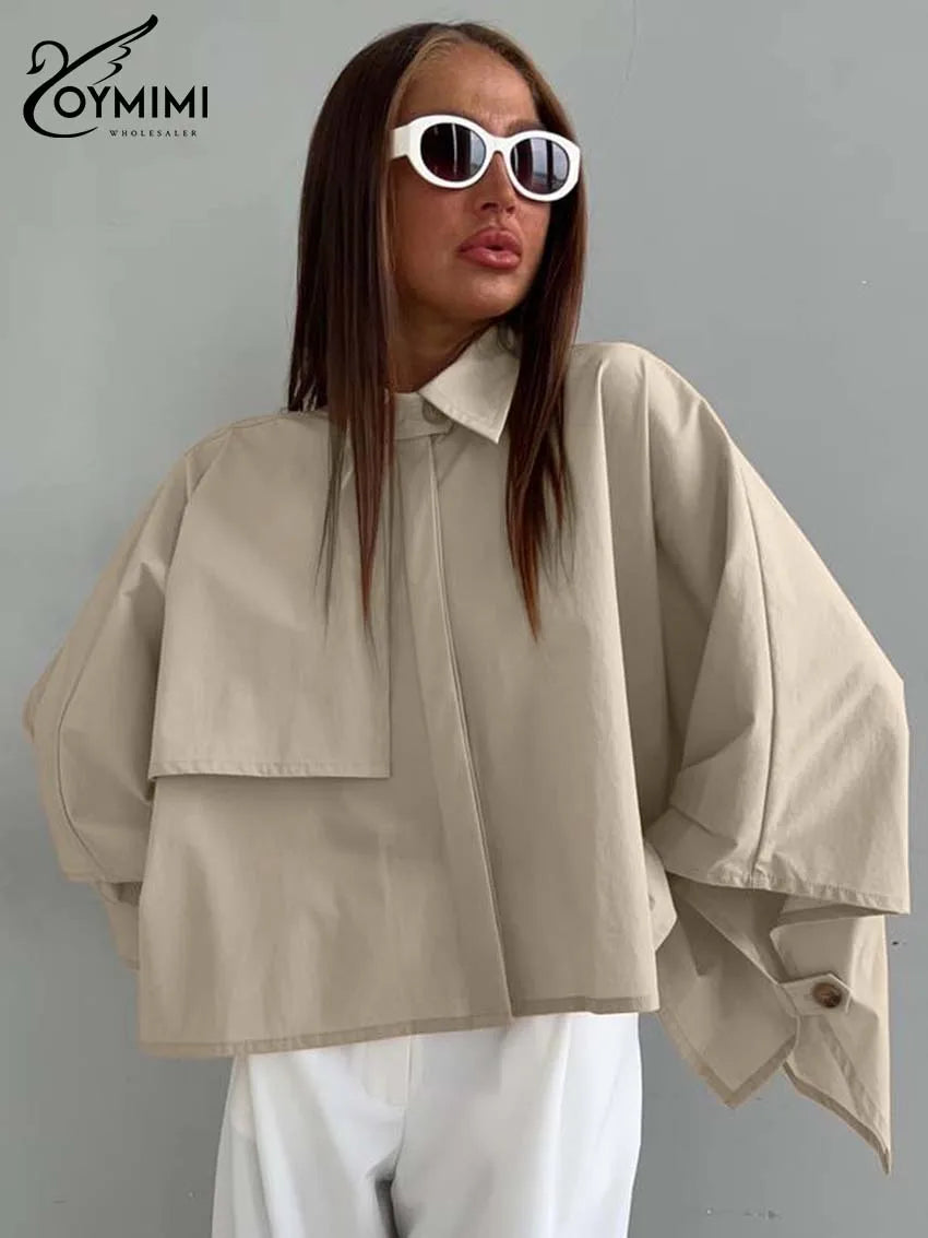 Oymimi Fashion Khaki Loose Women Shirts