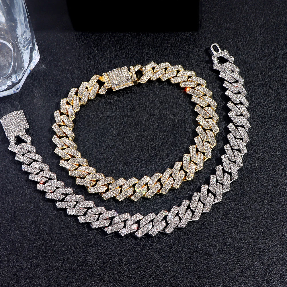 14 MM Iced Out Miami Cuban Link Chain Anklet For Women