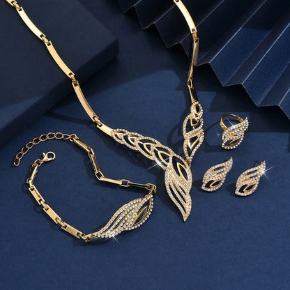 Luxury Gold Leaf Pattern Jewelry Set Women's Necklace