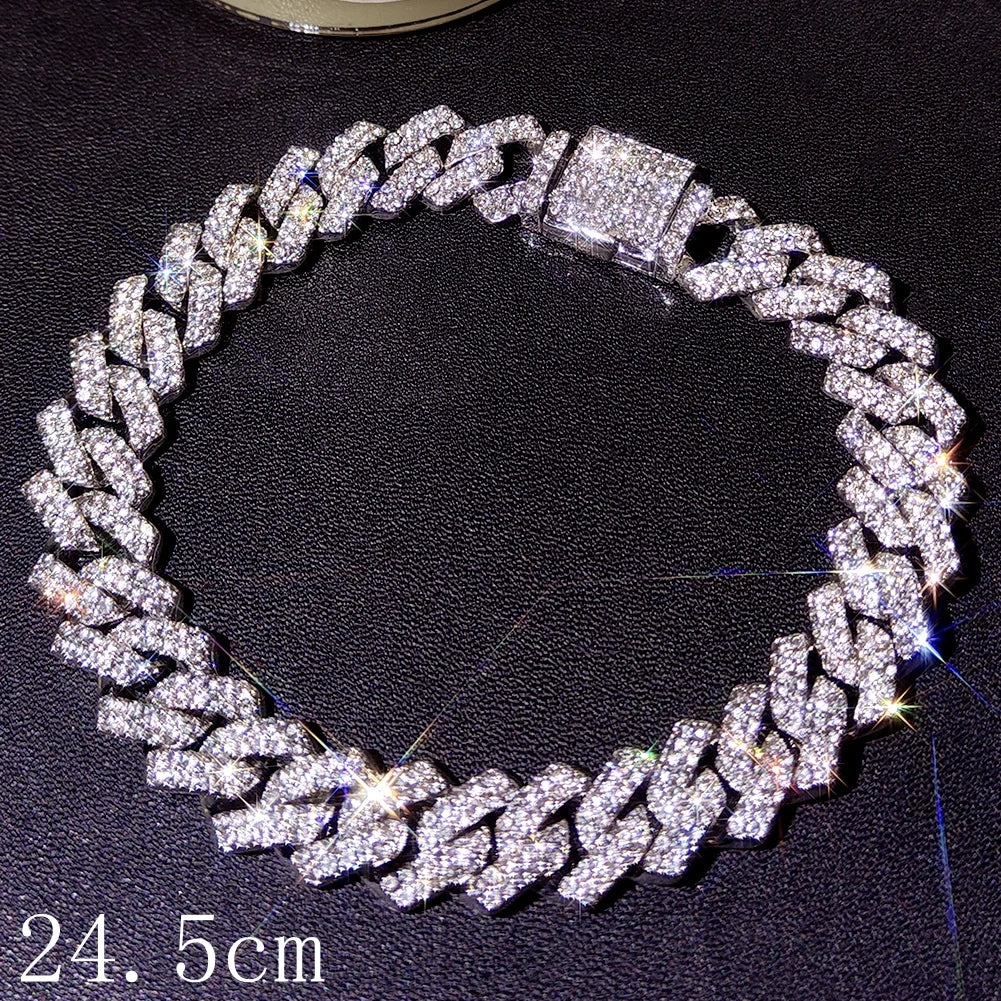 14 MM Iced Out Miami Cuban Link Chain Anklet For Women