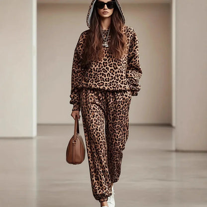 Casual Leopard Print Two-Piece Set