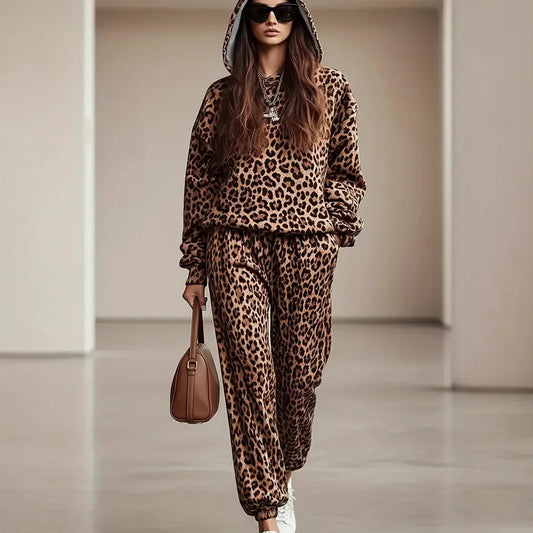 Casual Leopard Print Two-Piece Set