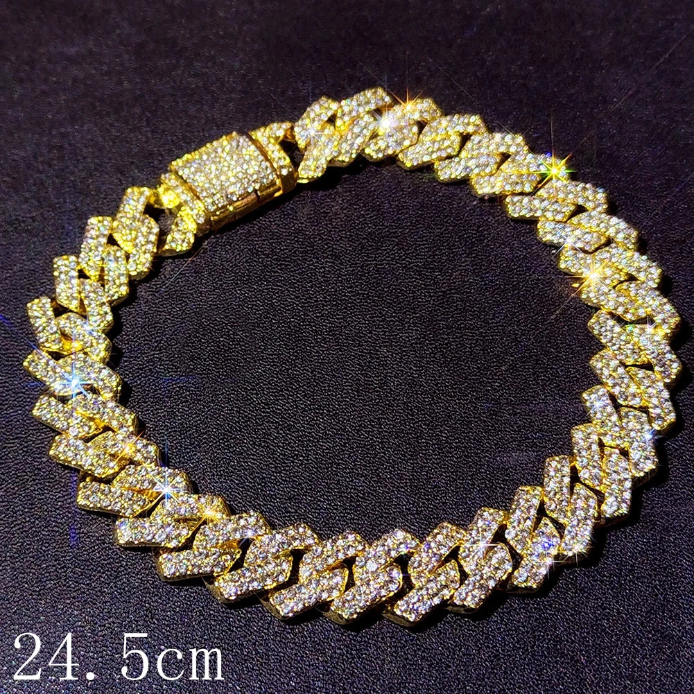 14 MM Iced Out Miami Cuban Link Chain Anklet For Women