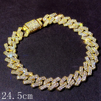 14 MM Iced Out Miami Cuban Link Chain Anklet For Women