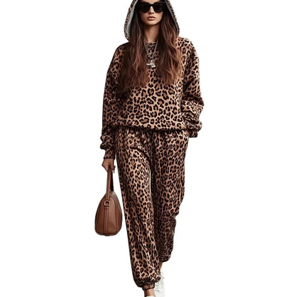 Casual Leopard Print Two-Piece Set