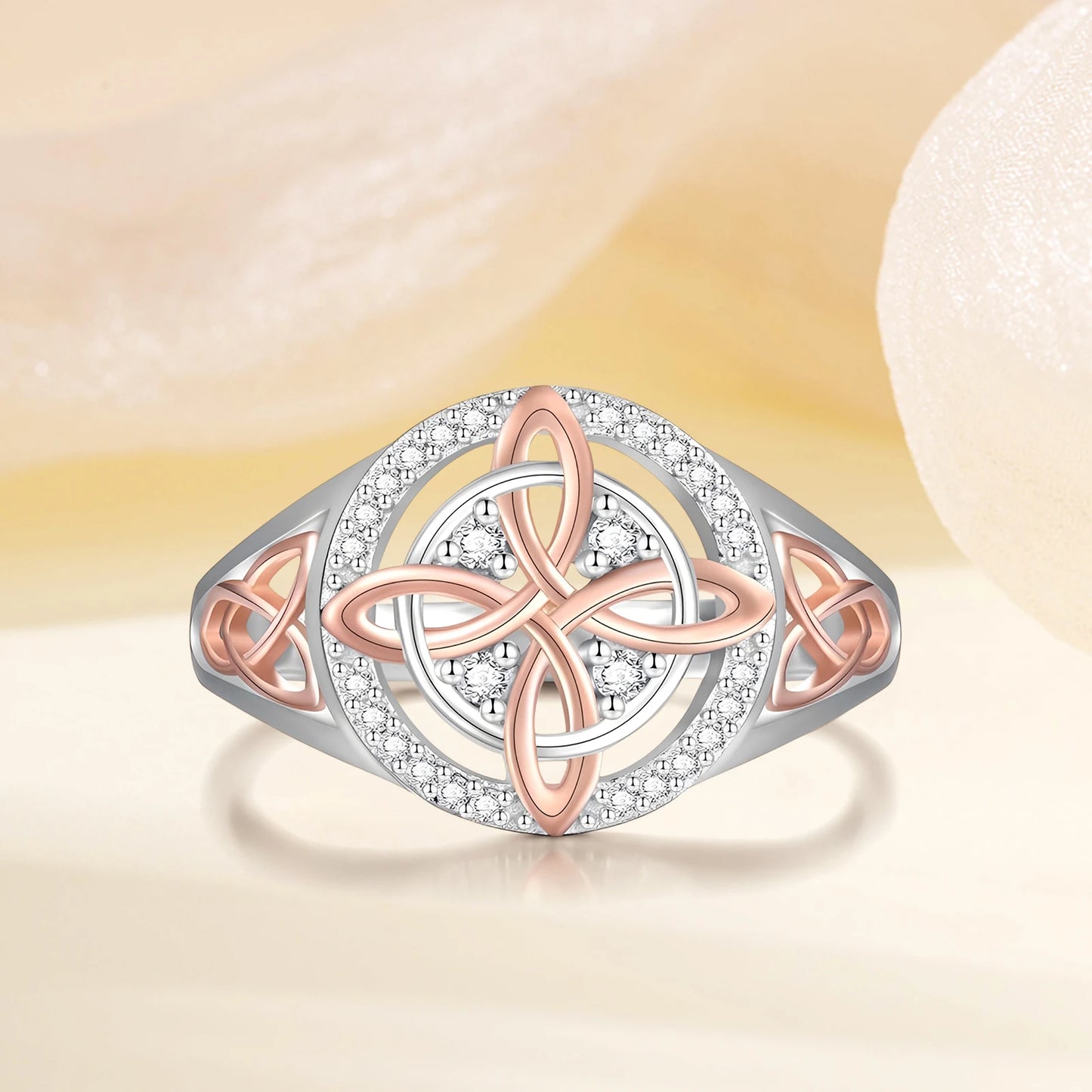 Bicolor Cubic Zirconia Ring Protect Your Loved Ones