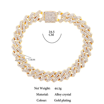 14 MM Iced Out Miami Cuban Link Chain Anklet For Women