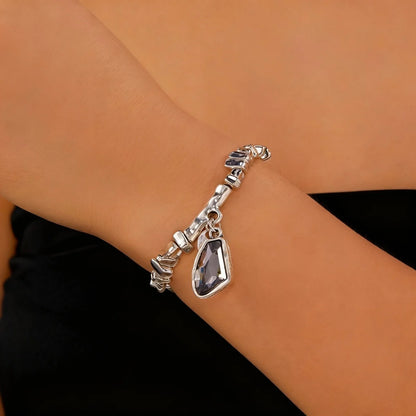 Simple Baroque Irregular Gray Crystal Pendant Necklace For Women