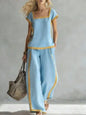 Fashion Square-neck Short-sleeved Wide-leg