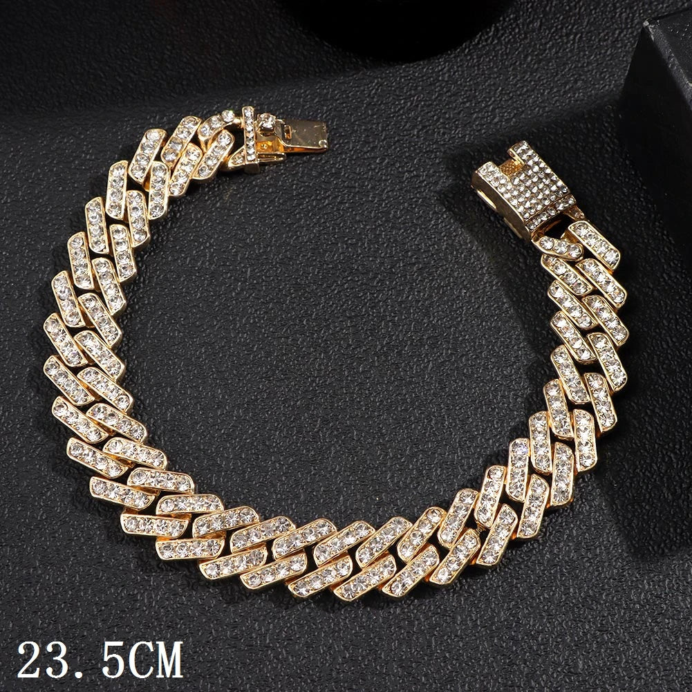 14 MM Iced Out Miami Cuban Link Chain Anklet For Women