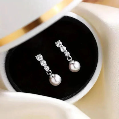 Huitan Exquisite Charm Imitation Pearl Drop Earrings for Women