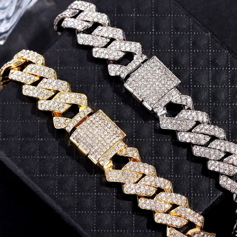 14 MM Iced Out Miami Cuban Link Chain Anklet For Women