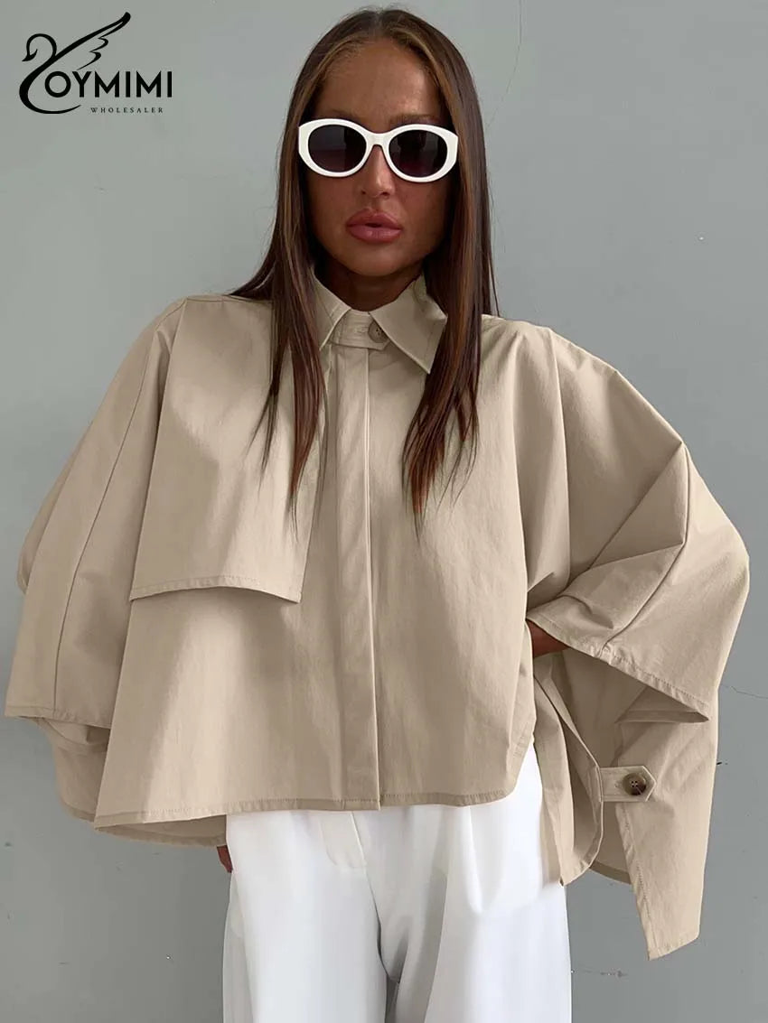 Oymimi Fashion Khaki Loose Women Shirts