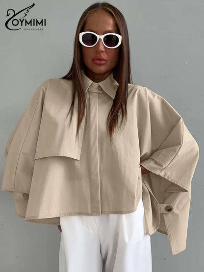 Oymimi Fashion Khaki Loose Women Shirts