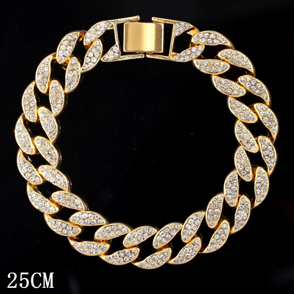 14 MM Iced Out Miami Cuban Link Chain Anklet For Women