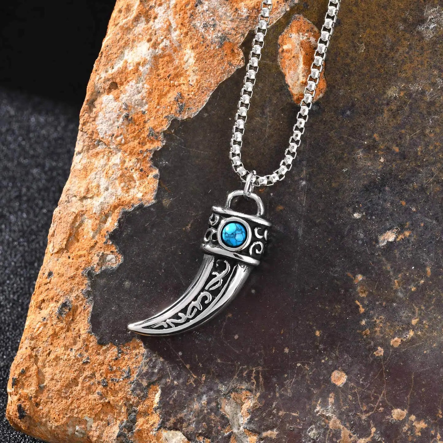 Vintage Horn Charms Necklace for Men