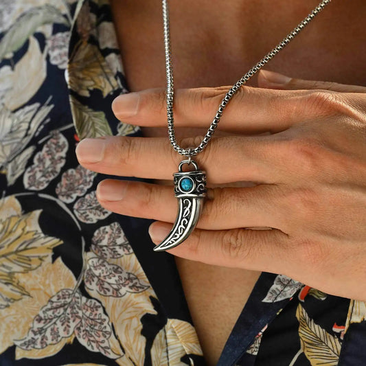 Vintage Horn Charms Necklace for Men