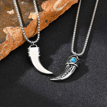 Vintage Horn Charms Necklace for Men