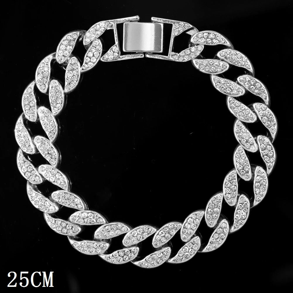 14 MM Iced Out Miami Cuban Link Chain Anklet For Women