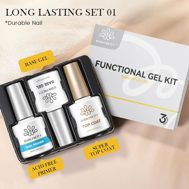 BORN PRETTY 3pcs Functional Gel Kit 10ml