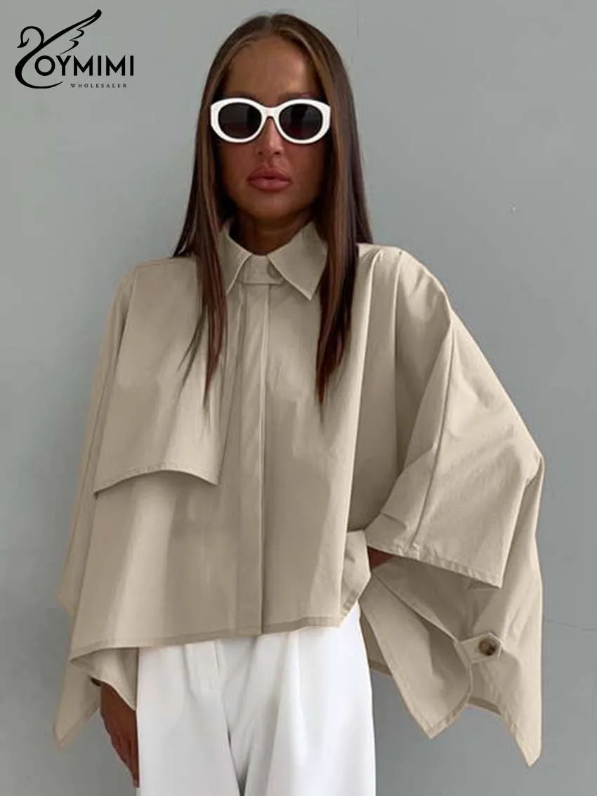 Oymimi Fashion Khaki Loose Women Shirts